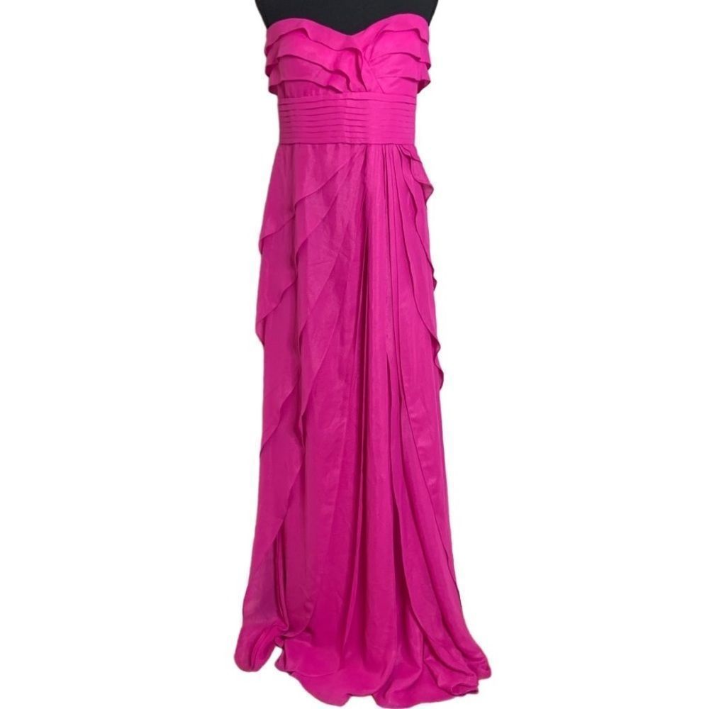 Adrianna Pappel fuschia strapless flowy layered formal dress size 8
